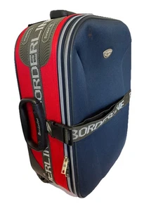Small BORDERLINE 2 Wheel Suitcase Navy & Red Lightweight Retracing Handle - Picture 1 of 15
