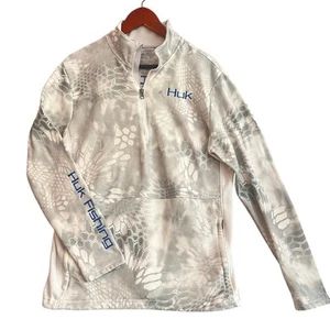 Huk Kryptek Icon 1/4 Zip Shirt Mens Small Embroidered Fishing Performance Top - Picture 1 of 11