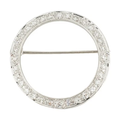 0.68ctw Diamond Accented Circular Brooch in 14K White Gold - 5.5 Grams - Image 1 of 4