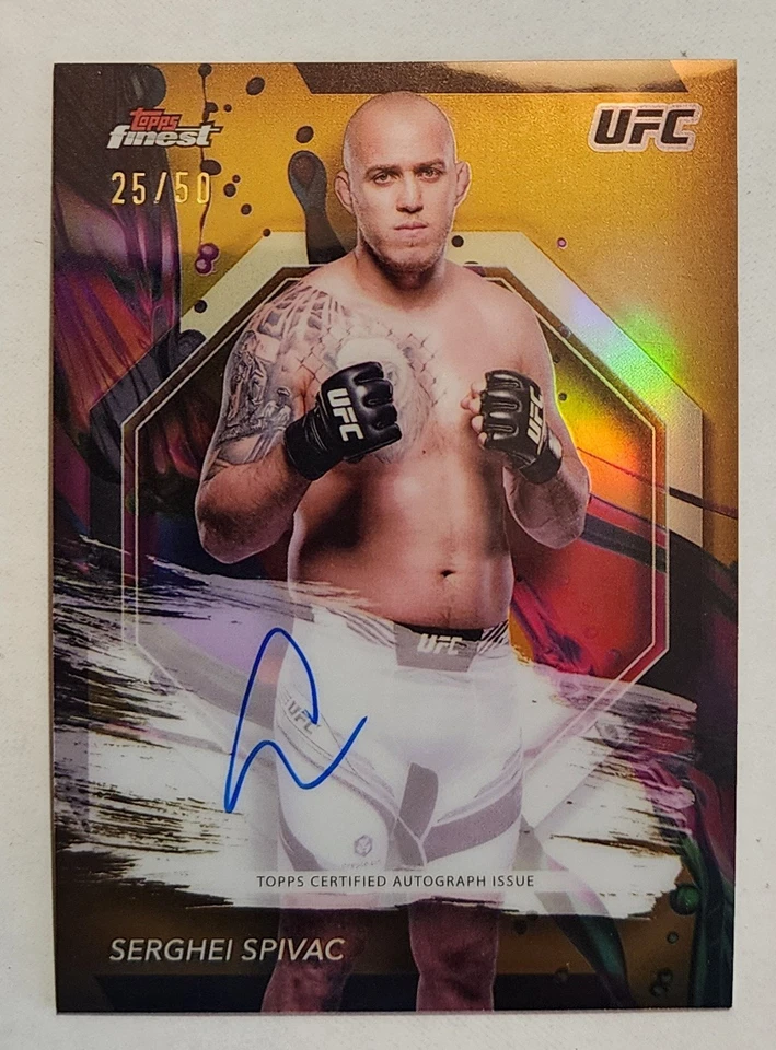 2024 Topps Finest UFC Serghei Spivac Gold Refractor Auto /50 Heavyweight - Image 1 of 4