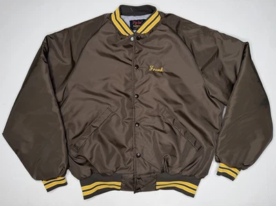 Chaqueta Universitaria Vintage Pla-Jac Satén Crook County Parks And Rec Marrón Amarillo | L Foto 1 de 4