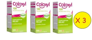 3 X Coloxyl 120mg 100 Tablets Stool Softener ONLY NO Stimulant . Best Value - Picture 1 of 7