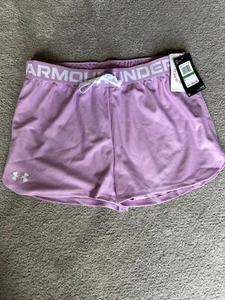 NWT Girls/Womens Under Armour Purple Drawstring Shorts, Youth L - Picture 1 of 2