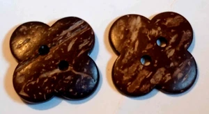 2 Natural Coconut Buttons Sewing Crafting 2 Holes Random 1.25" - Picture 1 of 2