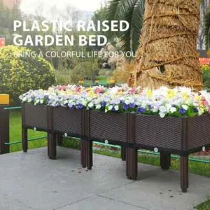 2x Elevated Rectangular Raised Garden Bed Flower Vegetable Grow Planter Care Box - Picture 1 of 24