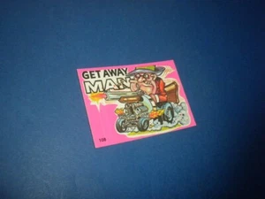 FANTASTIC ODD RODS sticker/card #108 Donruss 1973 PINK First series GET AWAY MAN - Picture 1 of 5