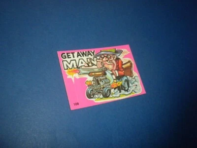FANTASTIC ODD RODS sticker/card #108 Donruss 1973 PINK First series GET AWAY MAN - Image 1 of 4