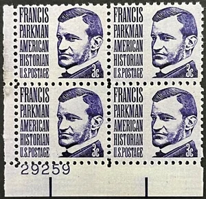 US Prominent Americans, Scott 1281, Tagged, 3c Francis Parkman PB of 4, MNH F-VF - Picture 1 of 2