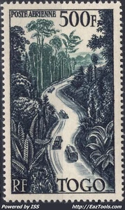 TOGO POSTE AERIENNE ROUTE A TRAVERS LA FORET 500Fr N° 23 NEUF ** SANS CHARNIERE - Picture 1 of 2