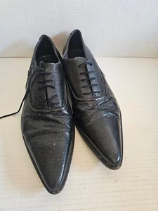 Cesare Paciotti Oxford Dress Shoes Mens Size 7.5 Black Textured Leather Lace Up - Picture 1 of 13