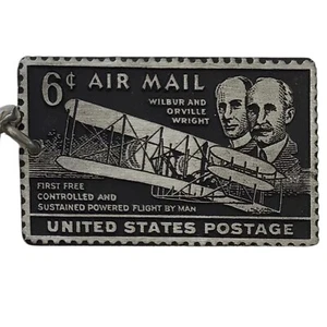 Vintage Zinn Schlüsselanhänger USA 1949 6 Cent Wilbur Bros Replik Stempel Dorie - Bild 1 von 5