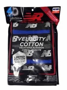 New Balance Men's Velocity Cotton Boxer Brief Trunks 4 Pack Size Large Blue Gray - Picture 1 of 2