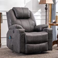 Manual Swivel Glider Rocker Recliner Chair Lounge Sofa w/ Massage Heat USB Ports
