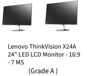 Dual 24" Lenovo ThinkVision X24A Slim HDMI DP FHD IPS Backlit LED Monitor 1080P - Picture 1 of 5