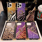 For Various Phone Shockproof Leopard Print Case +360° Holder Cover Glitter Women