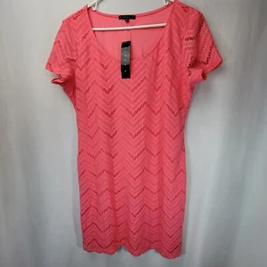 NWT Womens TIANA B. Coral Chevron Lace Dress Lining Size XL $98 - Picture 1 of 8