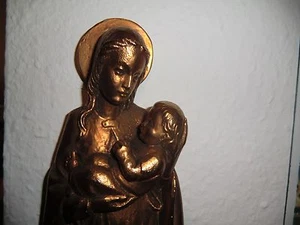 Muttergottes Jesus Oberammergau Holzmasse Kunst Art Hergottswinkel Wandfigur - Bild 1 von 3