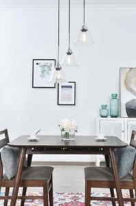 CHANDELIER PENDANT GLASS SHADES FOYER DINING ROOM KITCHEN ISLAND 3 LIGHT FIXTURE - Picture 1 of 12