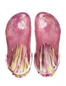 Crocs Classic Clog Herren Größe 9 rosa durchscheinend marmoriert klar - Bild 1 von 18