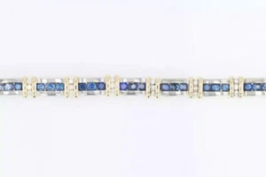 14k Yellow Gold Plated Round Cut Sapphire Diamond Beautiful Bracelet Lab Created - Picture 1 of 5