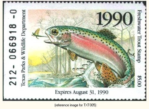 D2K Texas Trout Stamp 1989-0 $5.00 - Image 1 of 1