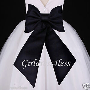 Wedding Flower Girl Dress Sash Bow Waistband Belt S M L 6M 12M 18M 2 4 6 8 10 12