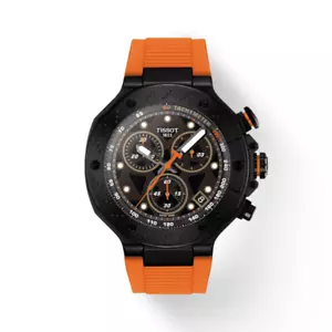 Tissot T-Race Quartz Chrono 45mm Black Dial Silicone Band Watch T1414173705102 - Picture 1 of 1