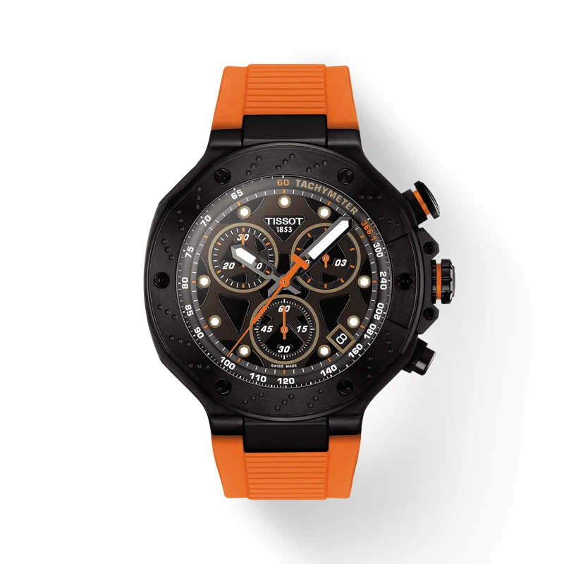 Tissot T-Race Quartz Chrono 45mm Black Dial Silicone Band Watch T1414173705102 - image 1 of 1