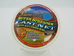 Fitec Super Spreader Cast Net w/Accu-Throw Ring 4.5' X3/8" Nylon 3/4Lb LEAD wt - Picture 1 of 10
