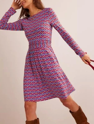 Vestido Boden Mujer Talla 12 Abigail Jersey Rojo Paisley Bolsillo Nuevo con Etiquetas Foto 1 de 4