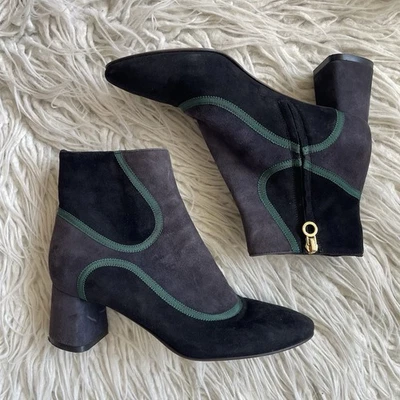 Botines retro L'Autre Chose de gamuza bloques de color negro gris patrón talla 35,5 Foto 1 de 4