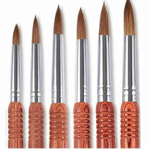 New Kolinsky Acrylic Nail Brush Crimped Round Head For Manicure Powder Tool#8-18 - Picture 1 of 9