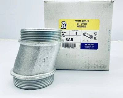 ARLINGTON, APPLETON, EATON, HUBBELL, KILLARK, EATON CROUSE-HINDS Arlington 6A9 - 3" Offset Nipples 3/4" Offset Zinc Die-Cast Rigid IMC Conduit