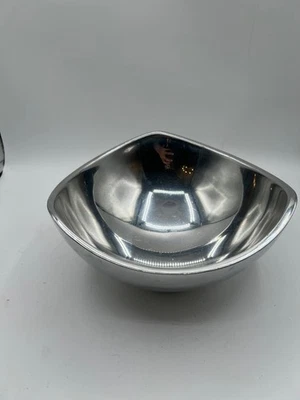 Tigela borboleta vintage 1969 Nambe prata cromada 9 polegadas - Imagem 1 de 4