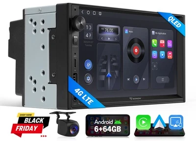 2 DIN 7" QLED 6+64G Android Auto Smart Car Stereo CarPlay Navigation 4G LTE WiFi - image 1 of 4