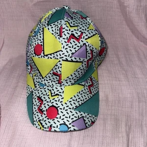 Retro Design Neon 80s 90s Strapback Hat Geometric Design - Picture 1 of 4