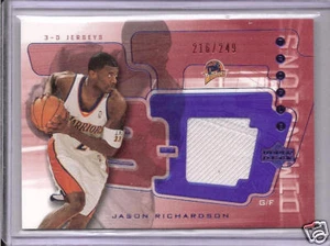 2003-2004 Triple Dimensions Jason Richardson 3D Warriors Jersey Card # 216/249 - Foto 1 di 2