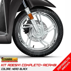 Adesivi Cerchi Honda SH 125 150 300 strisce adesive ruote colore NERO Racing 2 - Foto 1 di 1