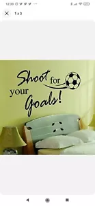Quote Sports Football Shoot For Your Goals Decal Home Décor Vinyl Wall Sticker - Picture 1 of 3