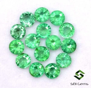 3.47 CTS Natural Emerald Round Cut 4 mm Lot 15 Pcs Calibrated Loose Gemstones - Picture 1 of 5