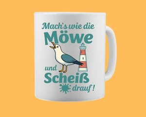 Kaffeetasse Möwe mit Leuchtturm Tasse Kaffeebecher Geschenk Keramik - Bild 1 von 1