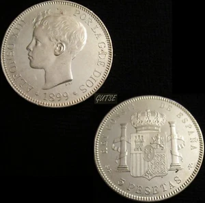ESPAÑA, 606-ALFONSO XIII, 5 PESETAS 1899*18-99, MADRID SG V, CASI SIN CIRCULAR. - Imagen 1 de 3