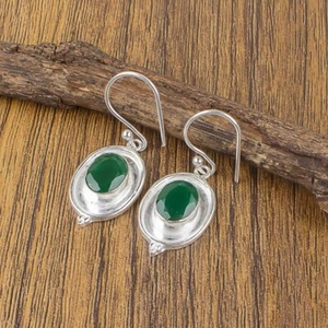Green Onyx Sister Wedding Party Wear Unique New Earrings Jewelry Sterling Silver - Picture 1 of 8