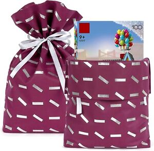 Purple Fabric Gift Bags w/ Silver Ribbon (10.5x15x4) Pack of 10 Bags Easy Wrap