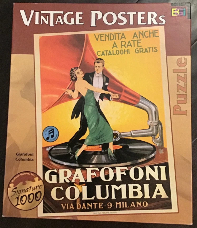 Rompecabezas de carteles vintage Grafofoni Columbia ia Via DANTE 9 MILano 1000 piezas  Foto 1 de 4