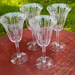 Cuatro copas de agua de cristal con luz de vela Cambridge - Imagen 1 de 7