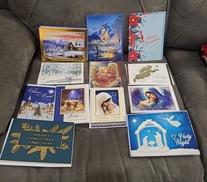 12 Christmas Cards w/ Envelopes Greetings Printed, Random Lot of Xmas cards - Picture 1 of 14