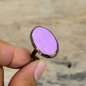 Anillo de cumpleaños apilable electroformado piedra fosfosiderita ovalada de cobre joyería - Imagen 1 de 6