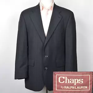 Vintage Chaps Ralph Lauren Blazer Sport Coat Mens 40R Charcoal Gray Wool Jacket - Picture 1 of 14