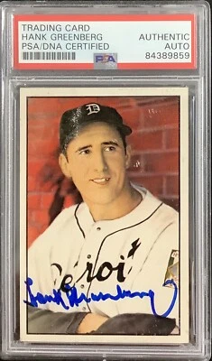 Hank Greenberg Signed 1982 Diamond Classics #49 Card Tiger Autograph HOF PSA/DNA - Image 1 of 2